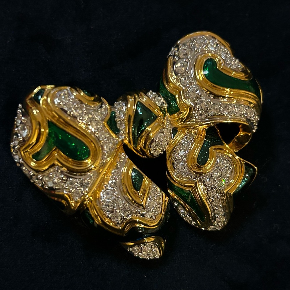 Kenneth Jay Lane Gold and Green Brooch